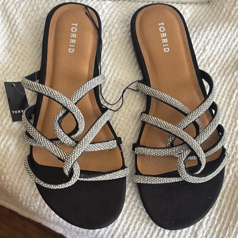 Torrid Black and Silver Sandals with Elegant Straps